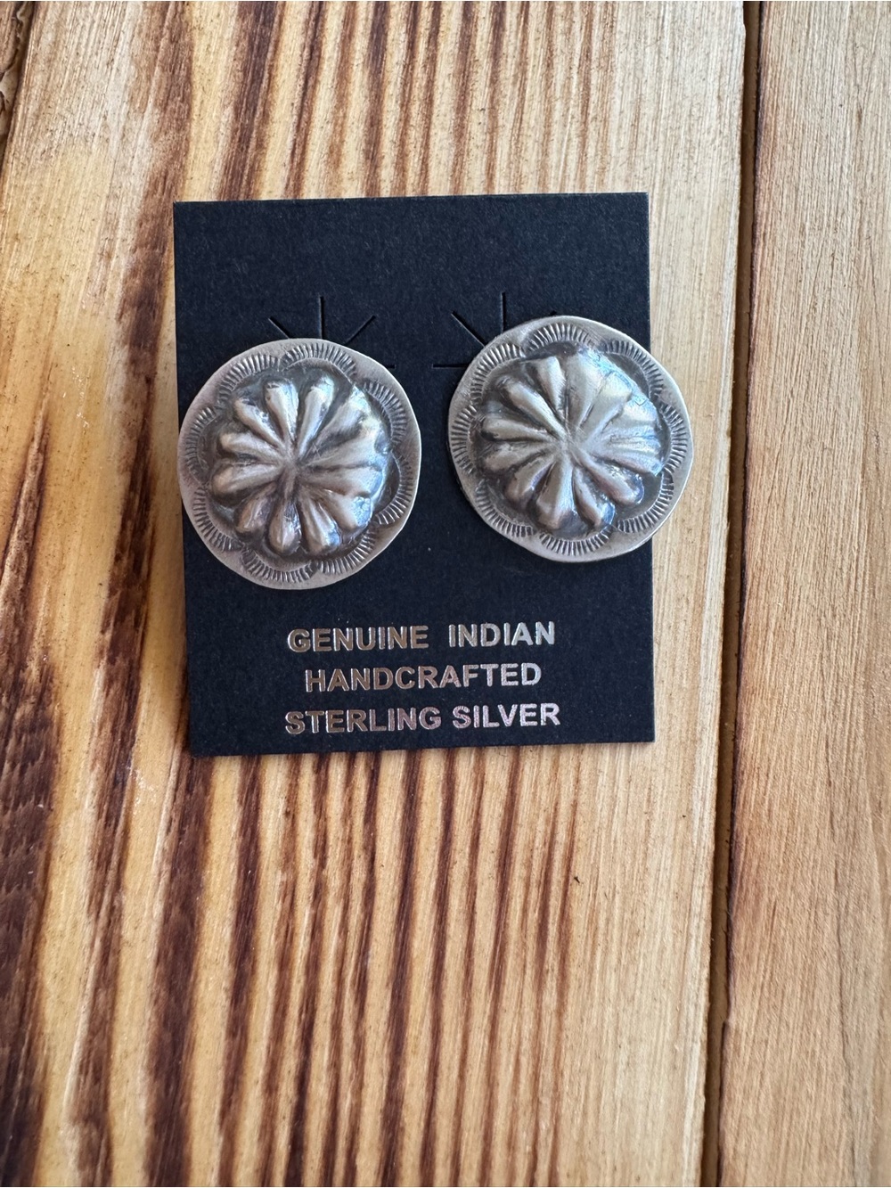 Genuine Indian Handcrafted Sterling Silver Concho Earrings